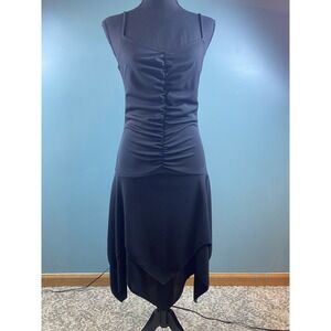 Alyn Paige Made In USA Black Slip Dress Women's Size Medium Asymmetric Hem‎
